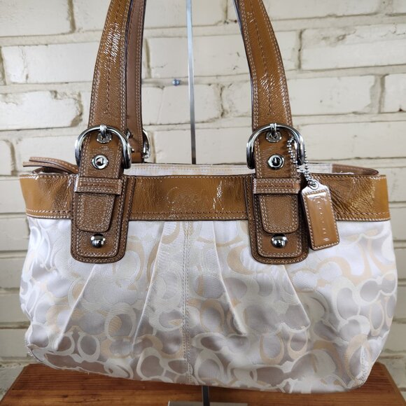 Euc Vintage Coach Signature C's Optic Y2k Pleated Satchel Handbag Purse - Picture 3 of 11